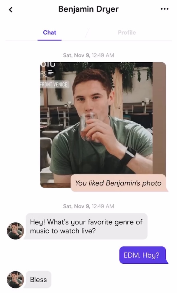 First Hinge message